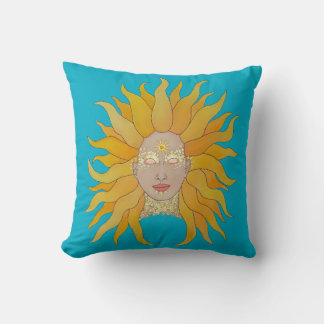 Turquoise zon geïnspireerd kussen