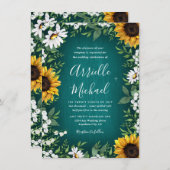 Turquoise zonnebloem rustieke bruiloft uitnodiging (Voorkant / Achterkant)