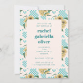 Turquoise Zonnebloem Schachboard Bat Mitzvah Kaart (Voorkant)
