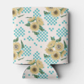 Turquoise Zonnebloem Schachboard Bruiloft Feest Blikjeskoeler (Achterkant)