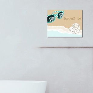 Turquoise zonnebril schelp in de badkamer aan het poster