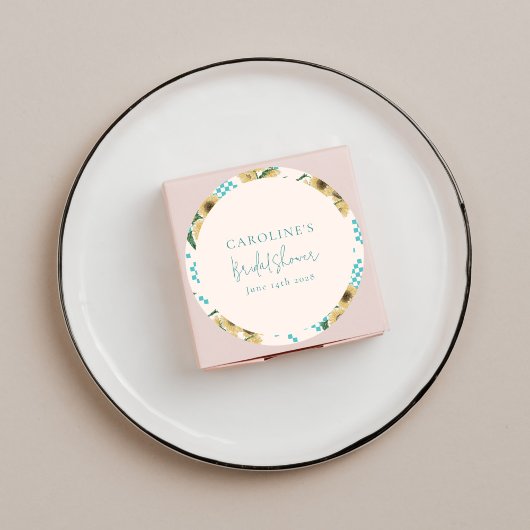 Turquoise Zonneschijfruit Bruiloftsborrel  Ronde Sticker