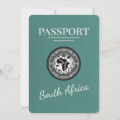 Turquoise Zuid-Afrika paspoort Save The Date (Voorkant)