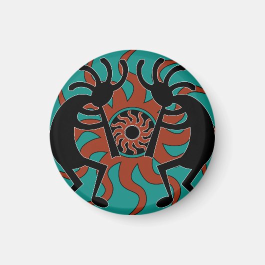Turquoise Zuidwest Design Kokopelli Magneet (Voorkant)