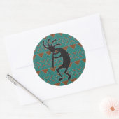 Turquoise Zuidwest Kokopelli Ronde Sticker (Envelop)