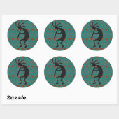 Turquoise Zuidwest Kokopelli Ronde Sticker (Vel)
