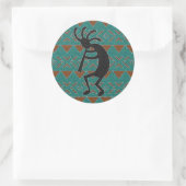Turquoise Zuidwest Kokopelli Ronde Sticker (Tas)