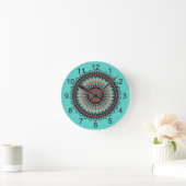 Turquoise zuidwestelijke BOHO Mandala Ronde Klok (Huis)