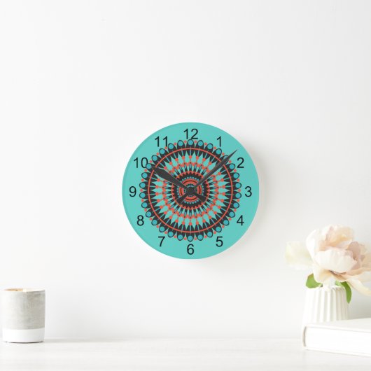 Turquoise zuidwestelijke BOHO Mandala Ronde Klok (Huis)