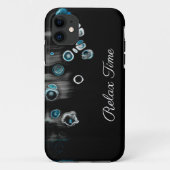Turquoise- zwart als stenen monogram Case-Mate iPhone case (Achterkant)