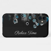 Turquoise- zwart als stenen monogram Case-Mate iPhone case (Achterkant (horizontaal))