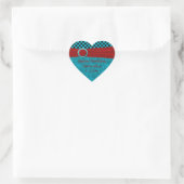 Turquoise Zwart Checks & Red Heart Hart Sticker (Tas)