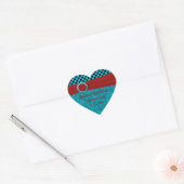 Turquoise Zwart Checks & Red Heart Hart Sticker (Envelop)