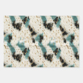 Turquoise Zwart Cream Goud Western Cowgirl Koeienh Inpakpapier Vel (Voorkant 2)