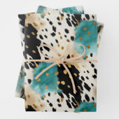 Turquoise Zwart Cream Goud Western Cowgirl Koeienh Inpakpapier Vel (In situ)