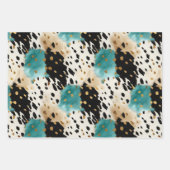 Turquoise Zwart Cream Goud Western Cowgirl Koeienh Inpakpapier Vel (Voorkant)