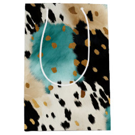 Turquoise Zwart Cream Goud Western Cowgirl Koeienh Medium Cadeauzakje