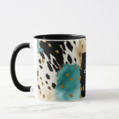 Turquoise Zwart Cream Goud Western Cowgirl Koeienh Mok (Links)