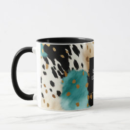 Turquoise Zwart Cream Goud Western Cowgirl Koeienh Mok