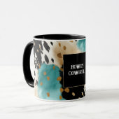 Turquoise Zwart Cream Goud Western Cowgirl Koeienh Mok (Voorkant links)