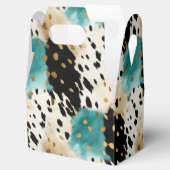 Turquoise Zwart Cream Goud Western Koeienhuid Bedankdoosjes (Geopend)