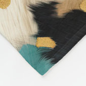 Turquoise Zwart Cream Goud Western Koeienhuid Fleece Deken (Hoek)