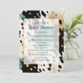 Turquoise Zwart Cream Goud Western Koeienhuid Kaart (Staand voorkant)