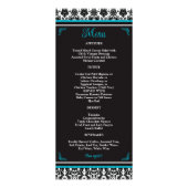 Turquoise, zwart Damask Love Hearts Bruiloft Menu (Achterkant)