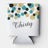 Turquoise, Zwart en Goud Glitter Confetti | 30ste Blikjeskoeler (Voorkant)