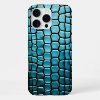 Turquoise Zwart en Goud Reptiel Schub Patroon iPhone 16 Pro Max Hoesje