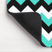 Turquoise Zwart en Wit Chevron Muismat (Hoek)
