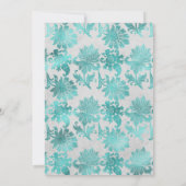 Turquoise, Zwart en Zilveren Bloemen Bruiloft Upda Kaart (Achterkant)