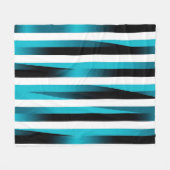 Turquoise Zwart Gradiënt Streeppatroon Fleece Deken (Voorkant (Horizontaal))