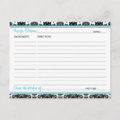 Turquoise, zwart liefde harten bruids recept Kaart (Achterkant)