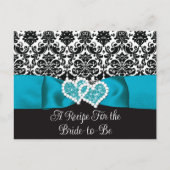 Turquoise, zwart liefde harten bruids recept Kaart (Voorkant)