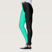 Turquoise zwart tweekleurig split half ontwerp leggings (Links)