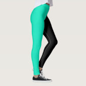 Turquoise zwart tweekleurig split half ontwerp leggings (Rechts)