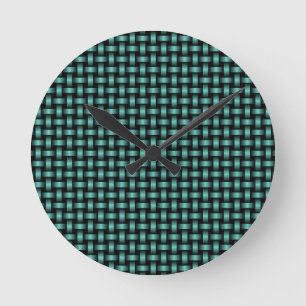 Turquoise Zwart Weefpatroon Ronde Klok