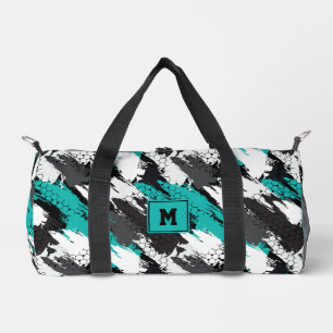 Turquoise Zwart Wit Abstract Geometrische Strepen  Plunjezak