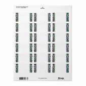 Turquoise, zwart wit damast trouwadres etiket (Full Sheet)