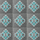 Turquoise zwart wit geometrische dynamische lijnen tegeltje
