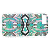 Turquoise, zwart-wit geometrische lijnkunst Case-Mate iPhone case (Achterkant (Horizontaal))