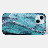 Turquoise & Zwarte Abstracte Marmer  Case-Mate iPhone Case (Achterkant (horizontaal))