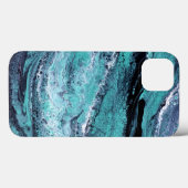 Turquoise & Zwarte Abstracte Marmer Case-Mate iPhone Case (Achterkant (horizontaal))