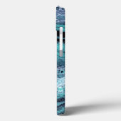 Turquoise & Zwarte Abstracte Marmer Case-Mate iPhone Case (Achterkant / Links)