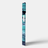 Turquoise & Zwarte Abstracte Marmer Case-Mate iPhone Case (Achterkant / Rechts)