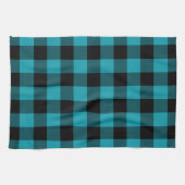 Turquoise Zwarte Buffalo Check Plaid Rustiek Theedoek (Horizontaal)