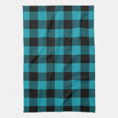 Turquoise Zwarte Buffalo Check Plaid Rustiek Theedoek (Verticaal)