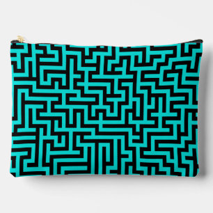 Turquoise Zwarte Doolhof Lijnen Groot Etui