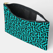 Turquoise Zwarte Doolhof Lijnen Groot Etui (Open)
